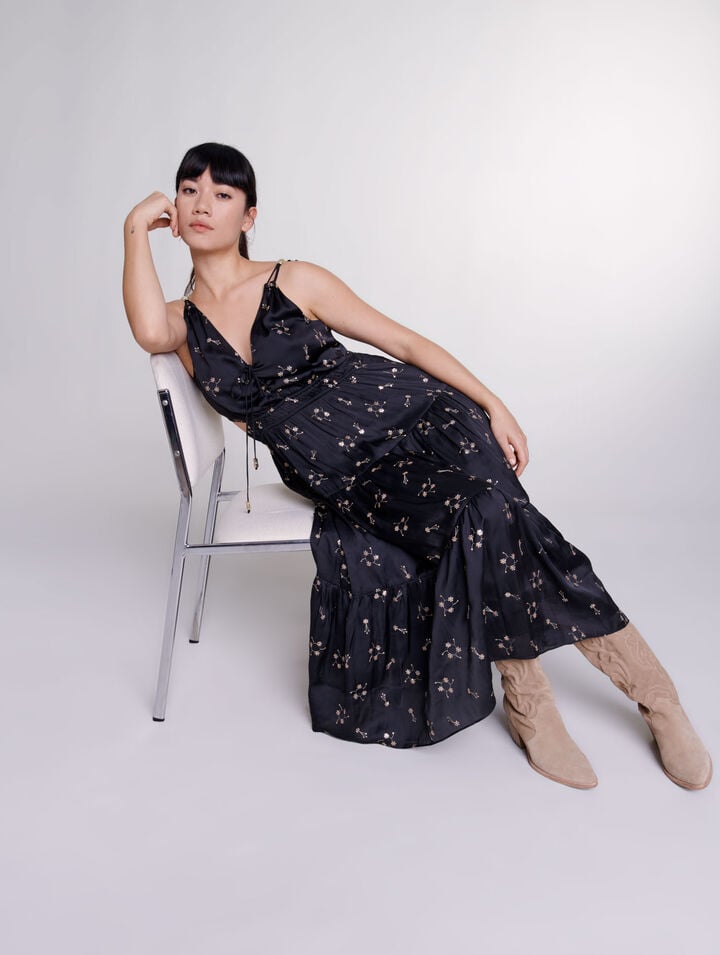 Sequin-embroidered maxi dress