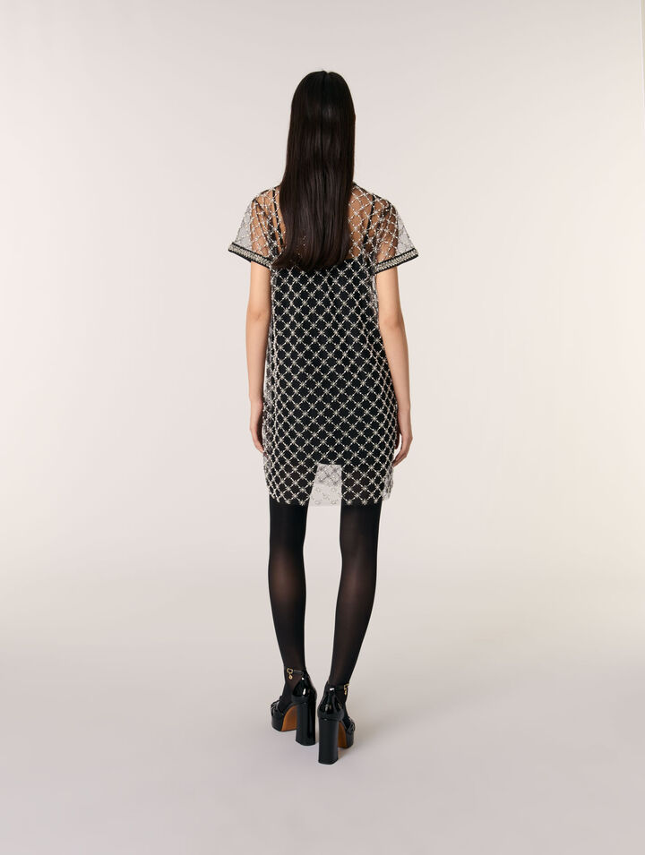 Mini embroidered tulle dress