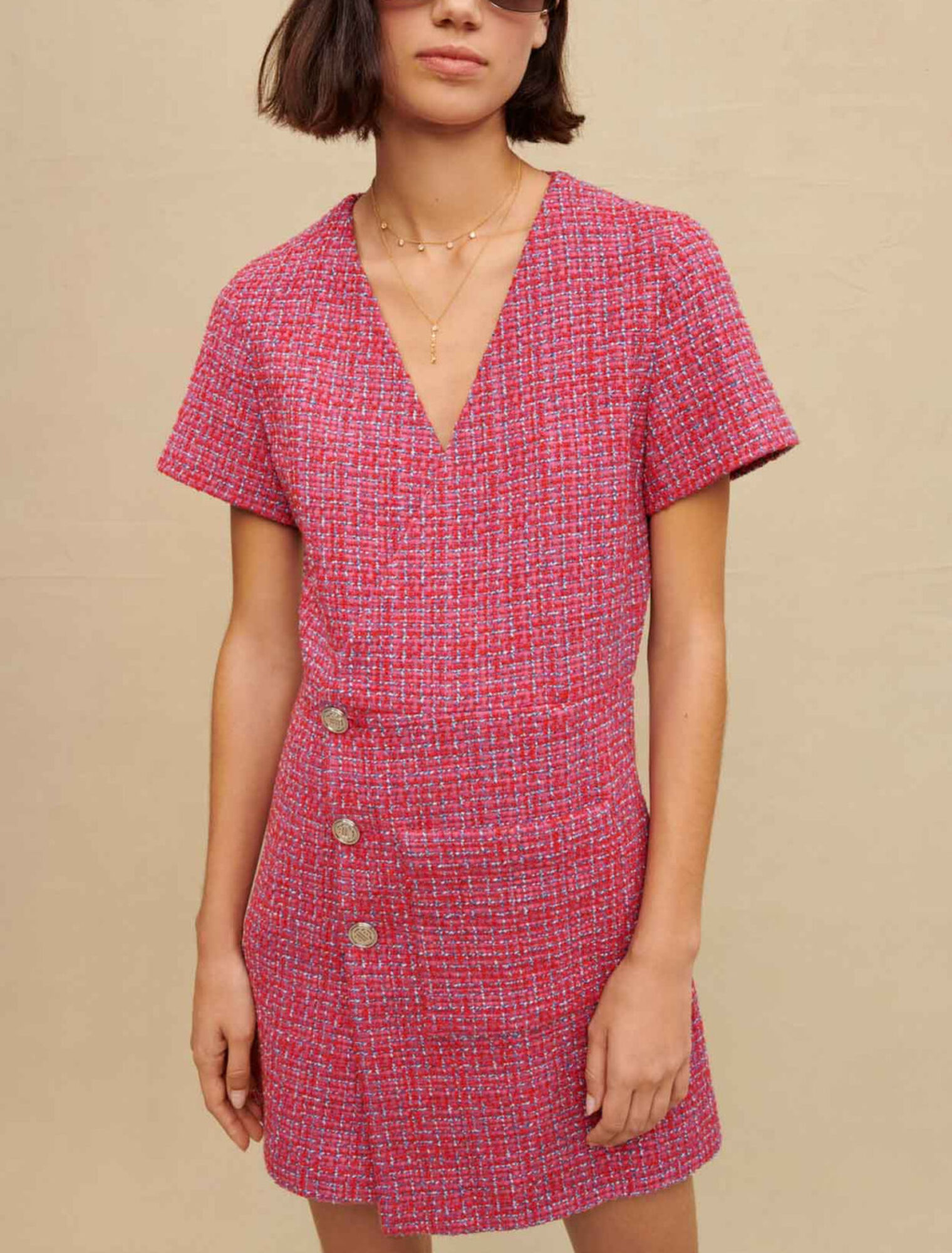 Short open back tweed dress