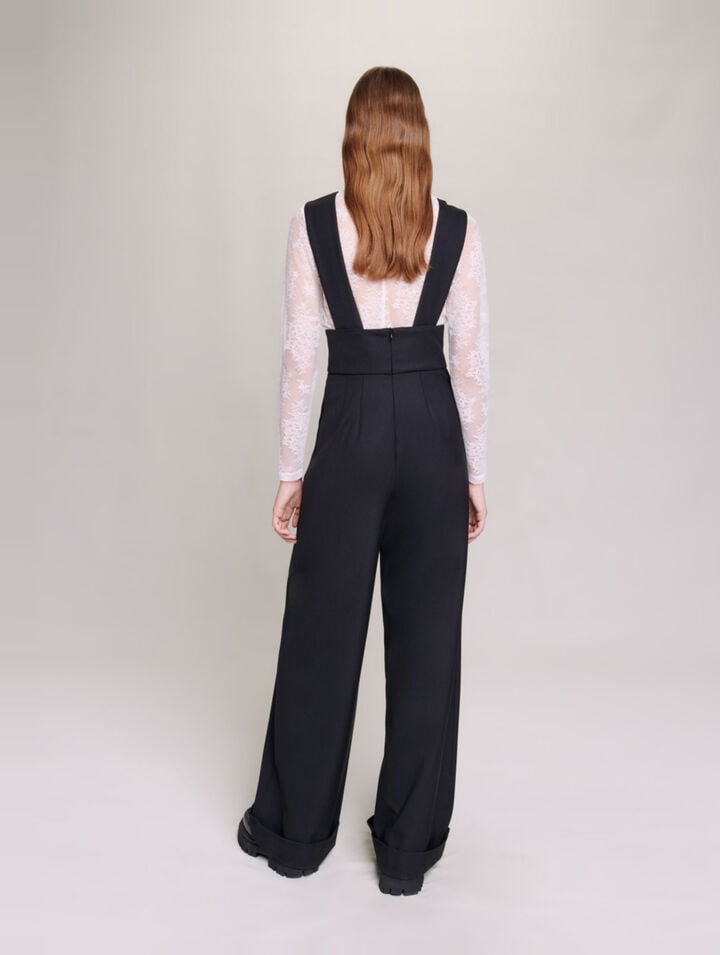 Wide-leg trousers with braces
