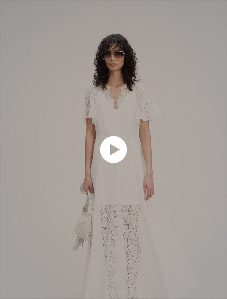 Floral guipure maxi dress White For Women | Maje