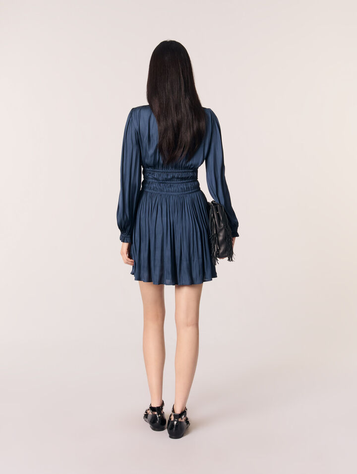Mini satin dress with ruffles