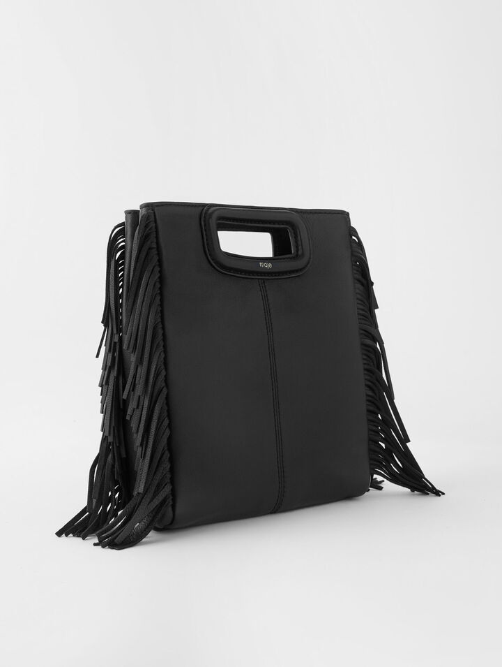 Smooth leather M bag with fringing