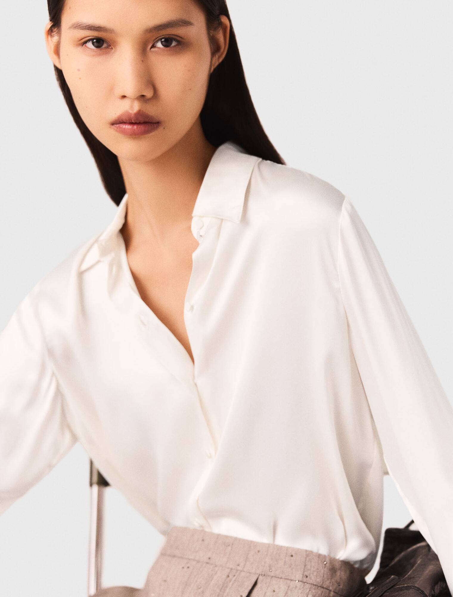 White silk blouse