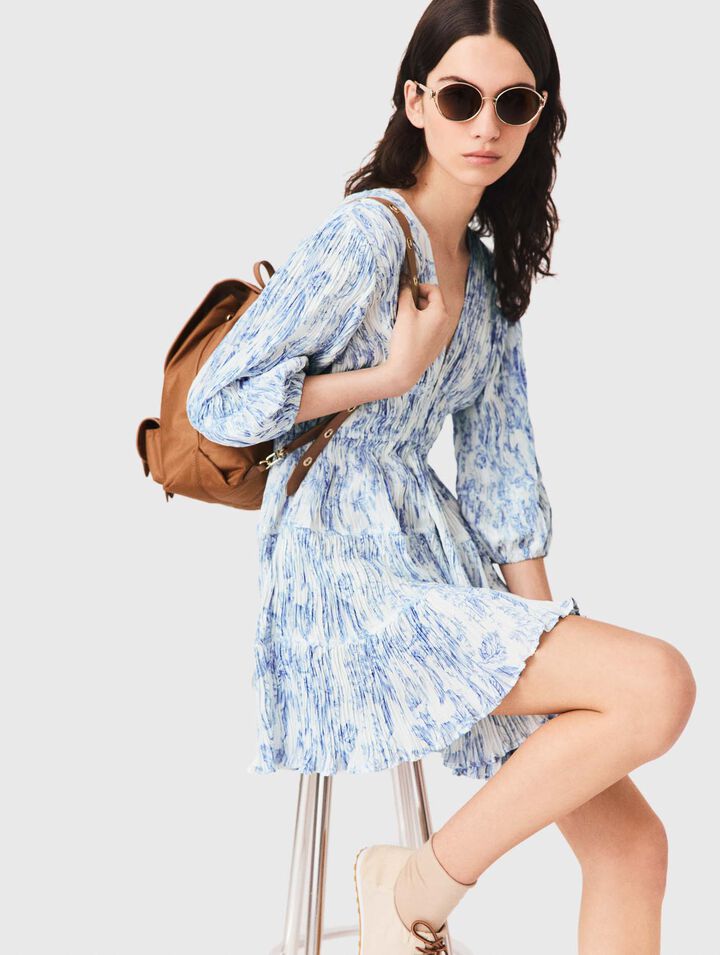 Patterned pleated dress