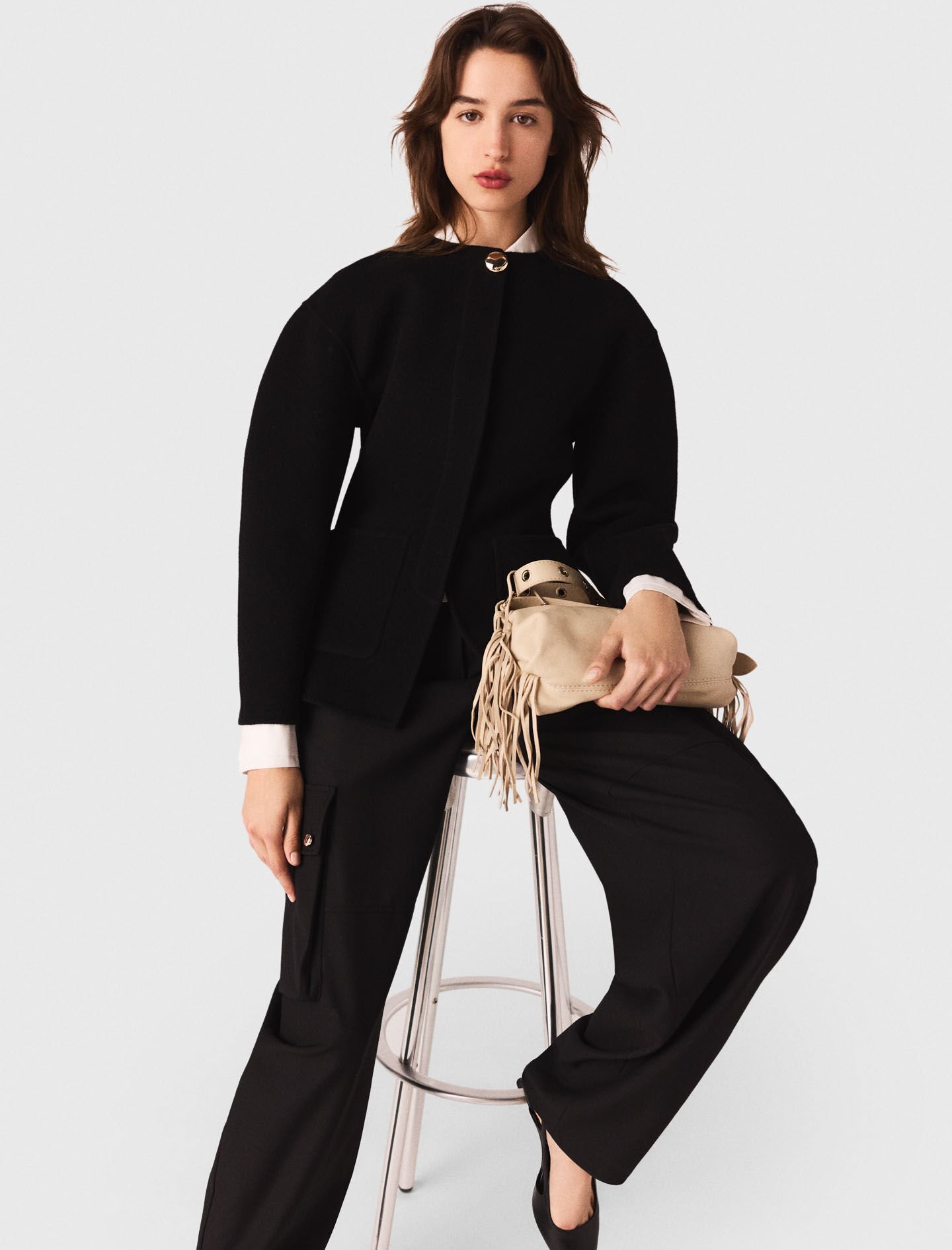 Double-faced coat Black / Gray For Women | Maje