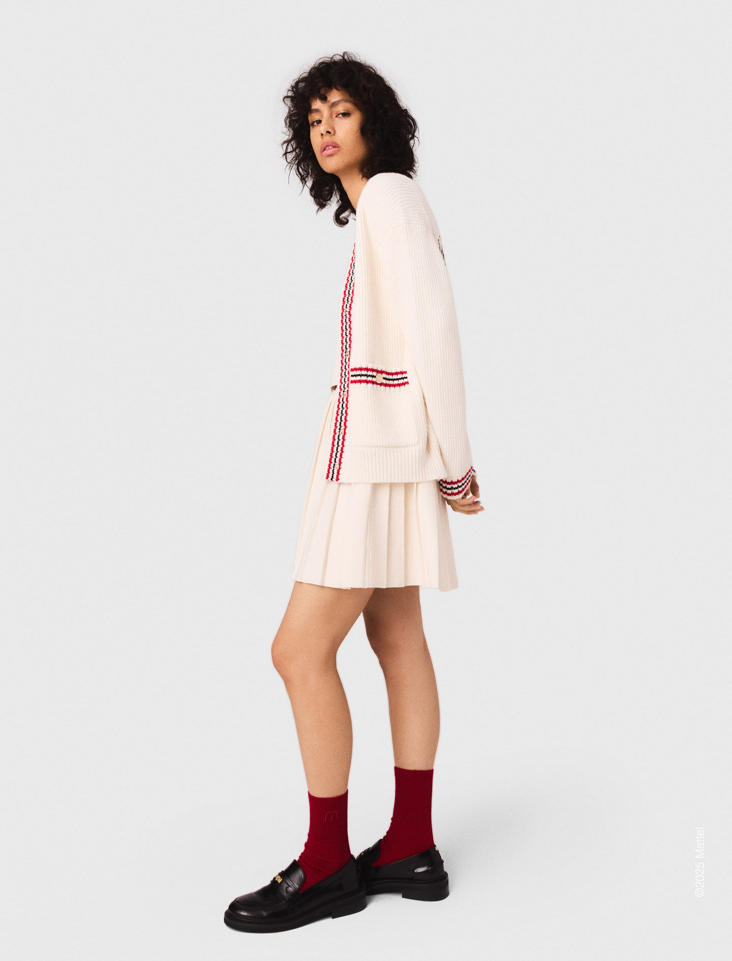 Embroidered longline cardigan White For Women | Maje