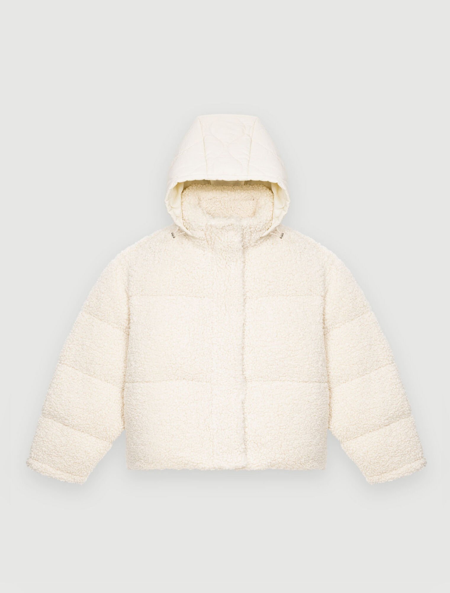 Ecru faux fur down jacket