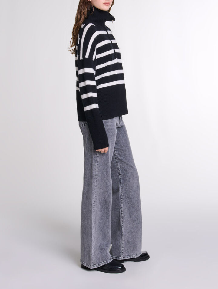 Stripe print high-neck jumper