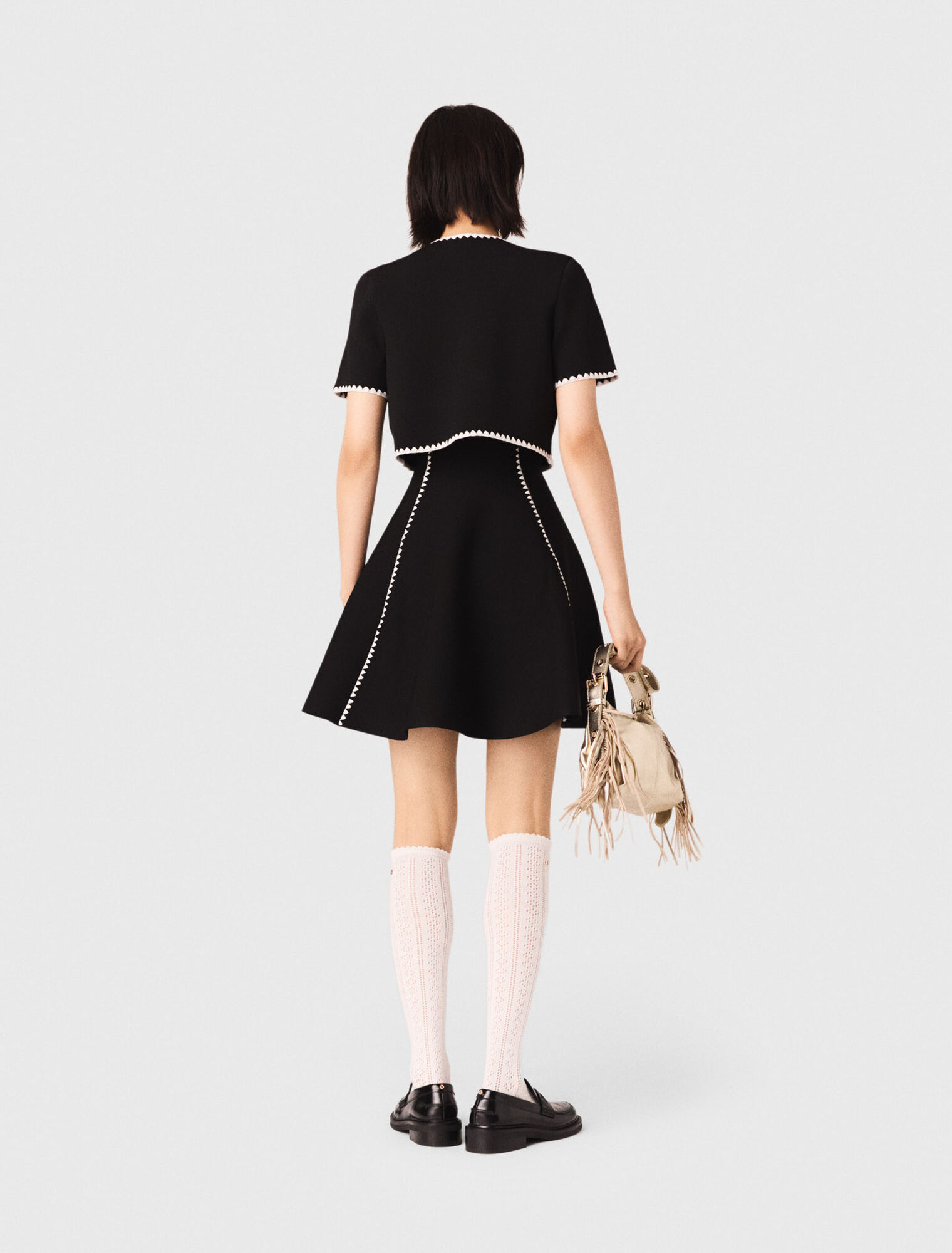 Topstitched cropped cardigan