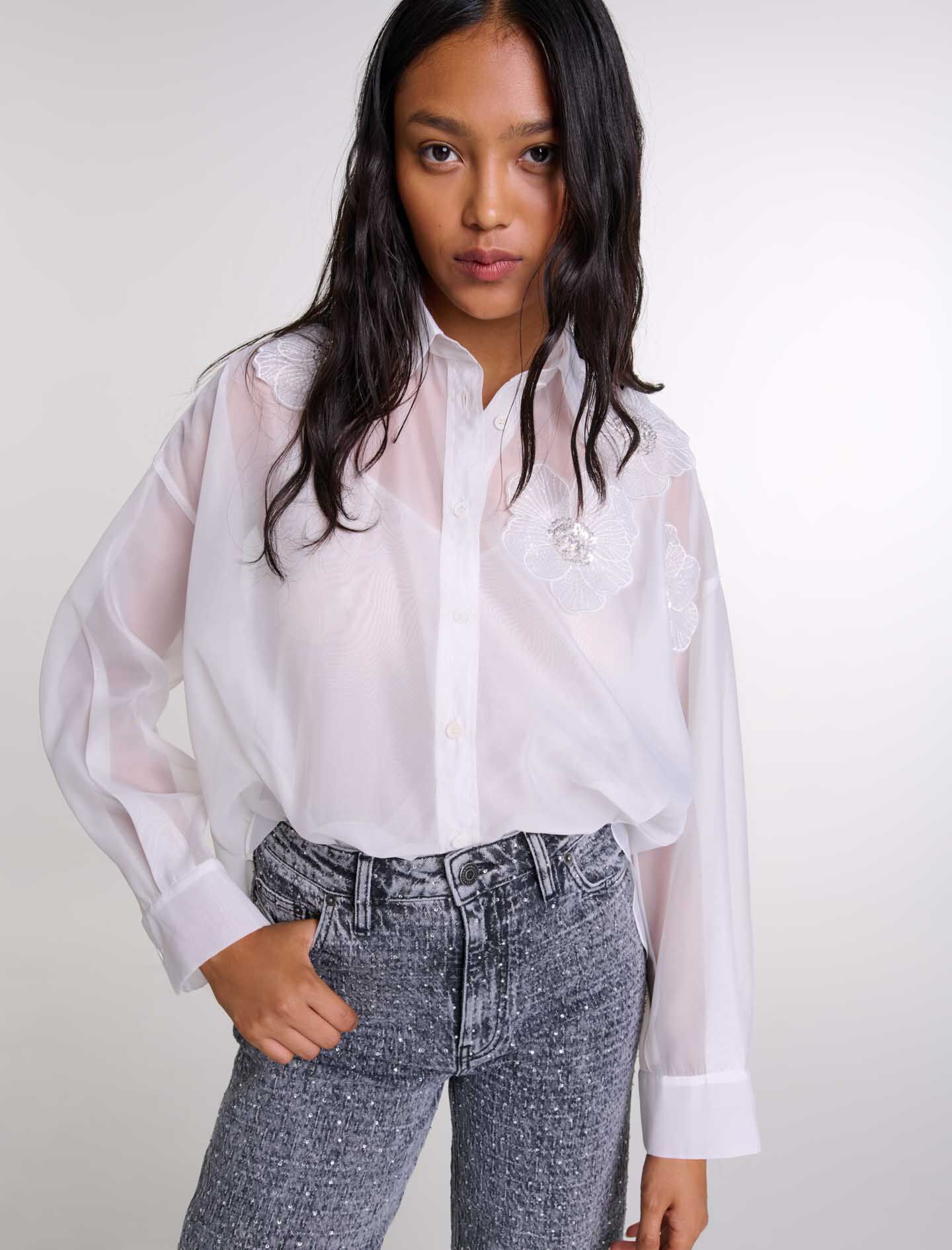 Organza shirt White For Women | Maje