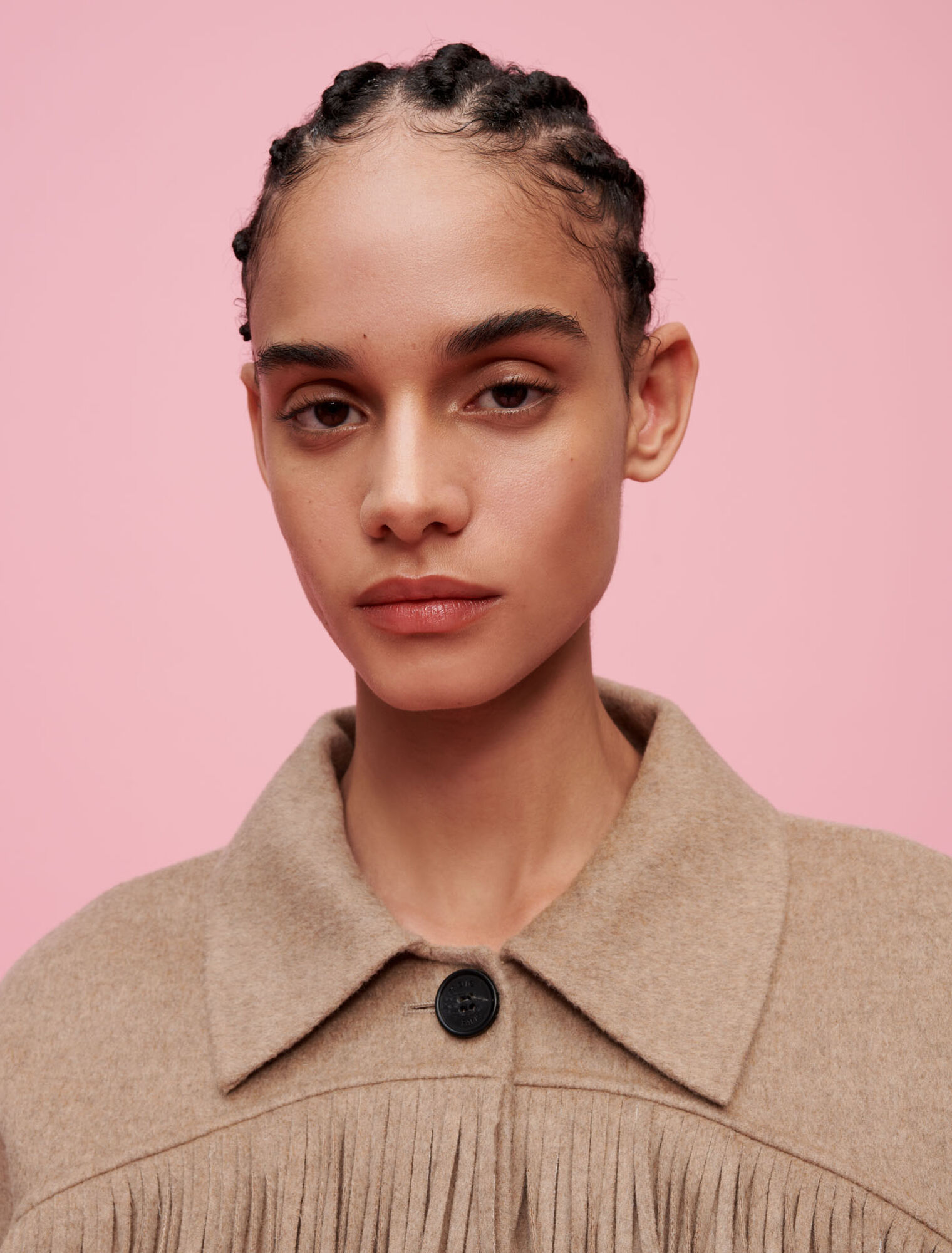 Double-faced coat with fringing