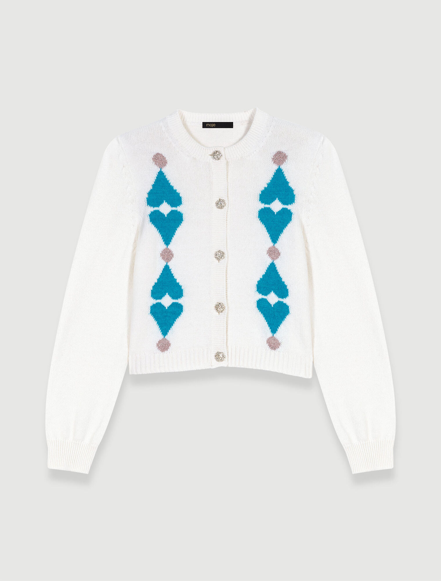 Rhinestone heart cropped cardigan