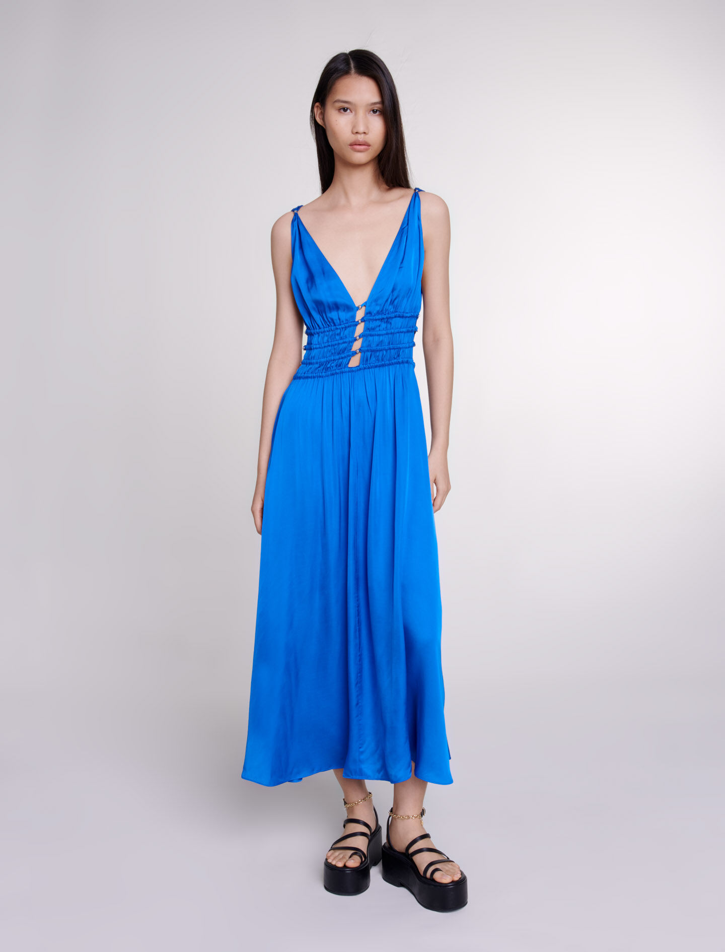 Openwork satin effect dress