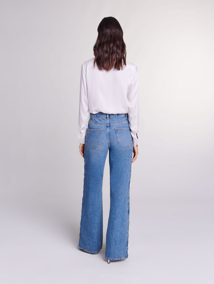 Beaded cutaway jeans