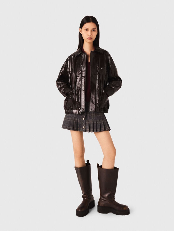 Crackled faux leather jacket