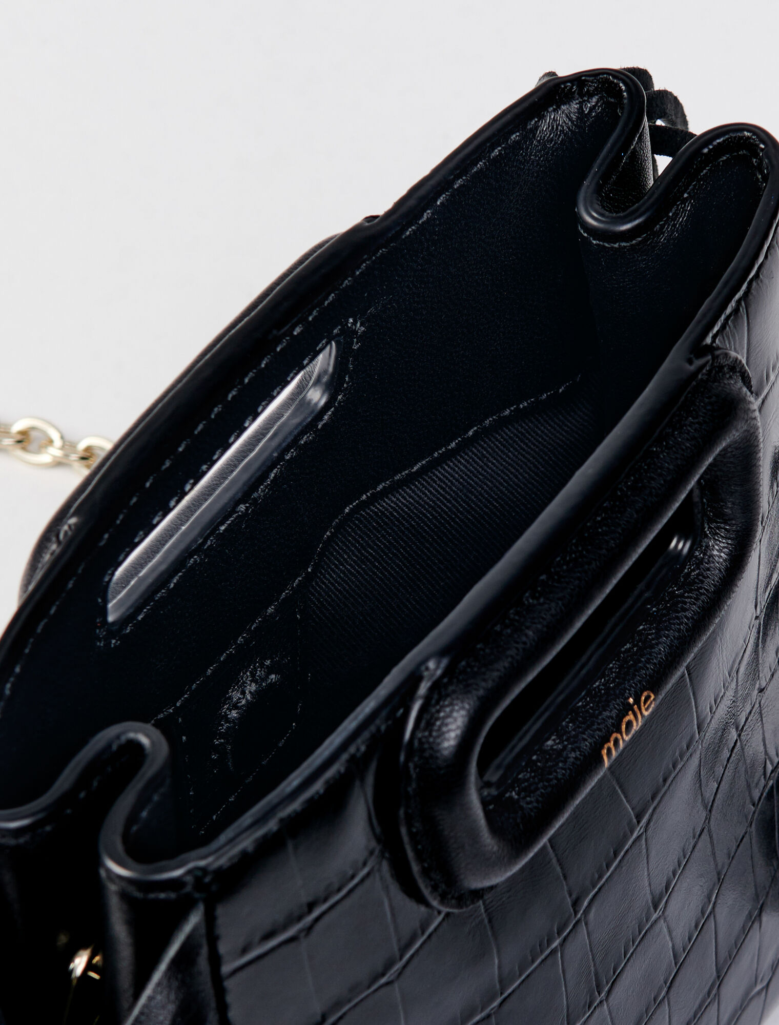 Mini embossed-leather M bag with chain