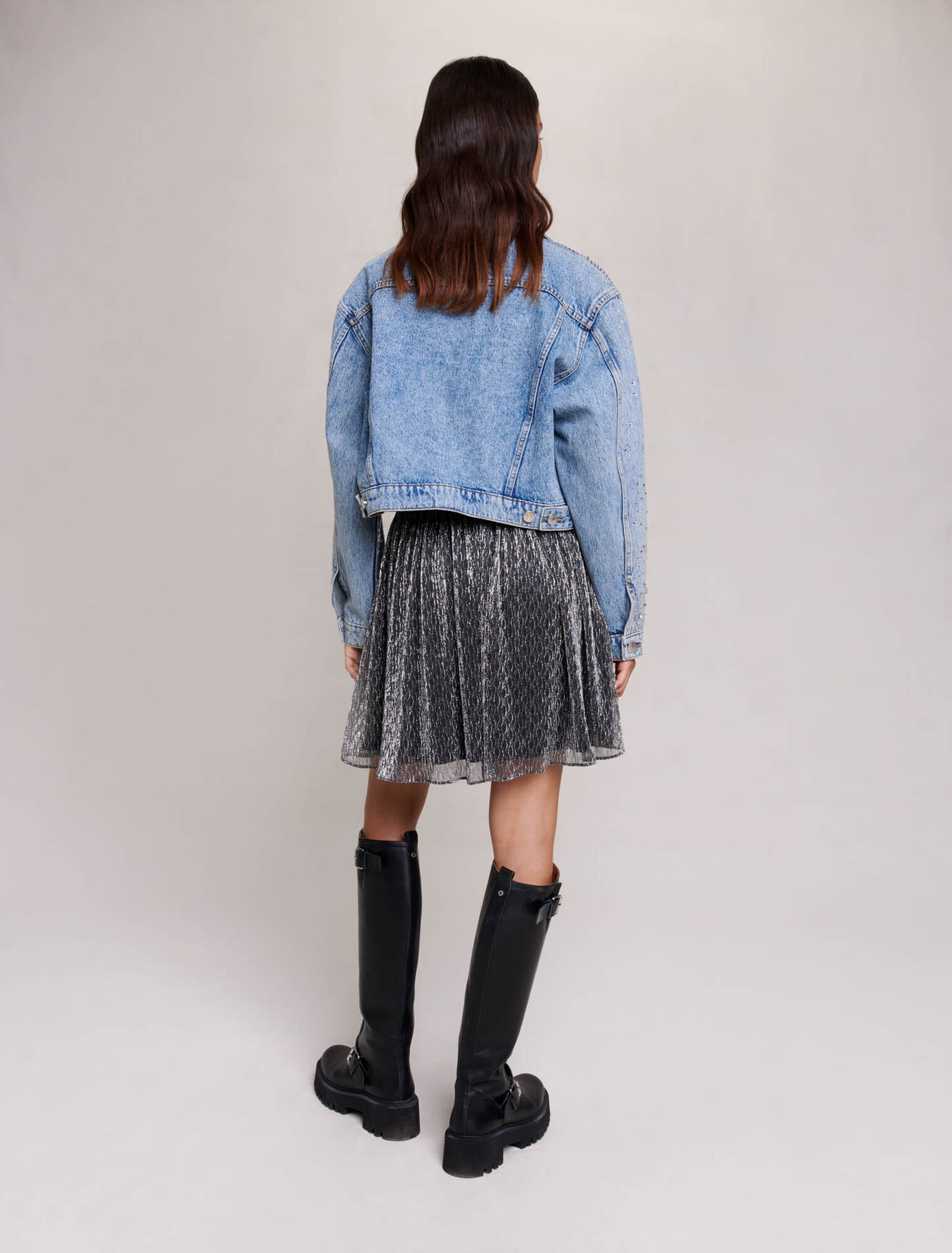 Denim jacket with rhinestones