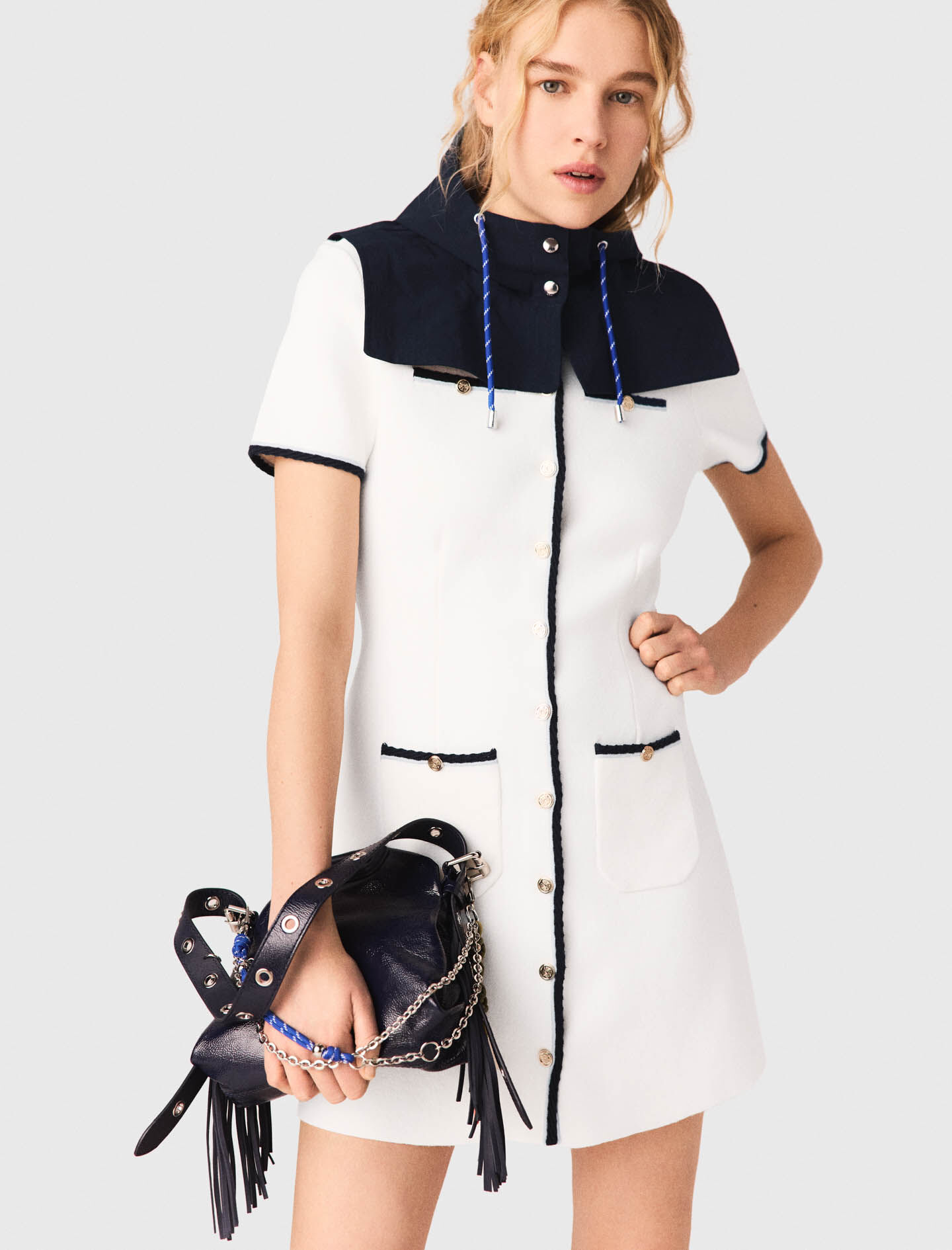 Short dress with contrasting trim White For Women | Maje