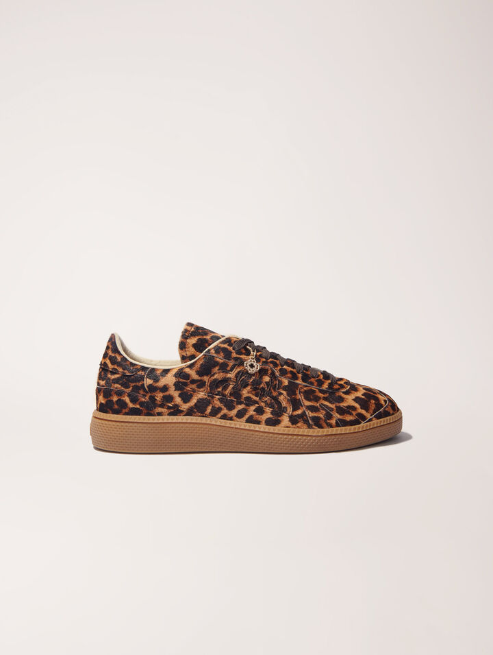 Leopard print leather sneakers