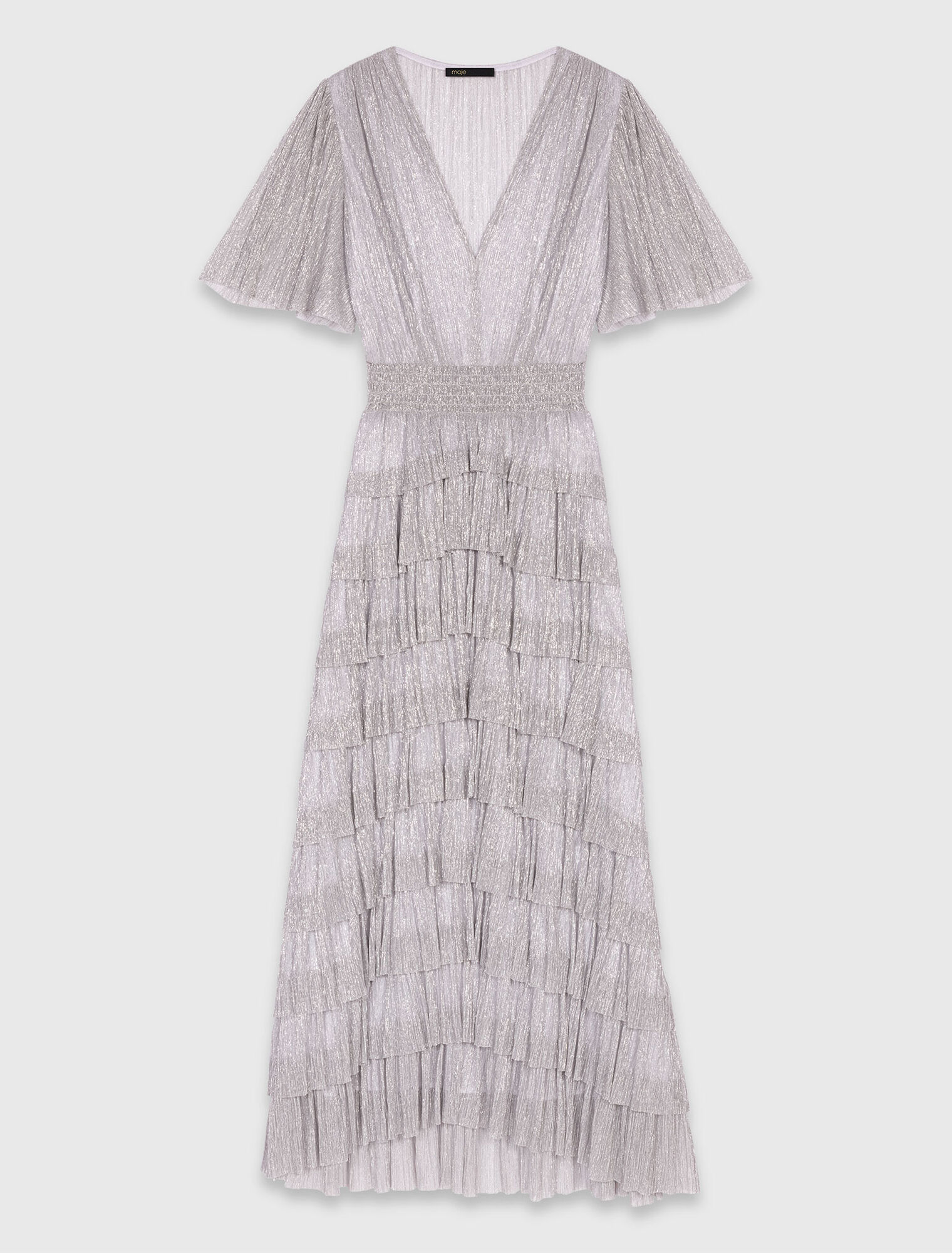 Metallic ruffled midi dress