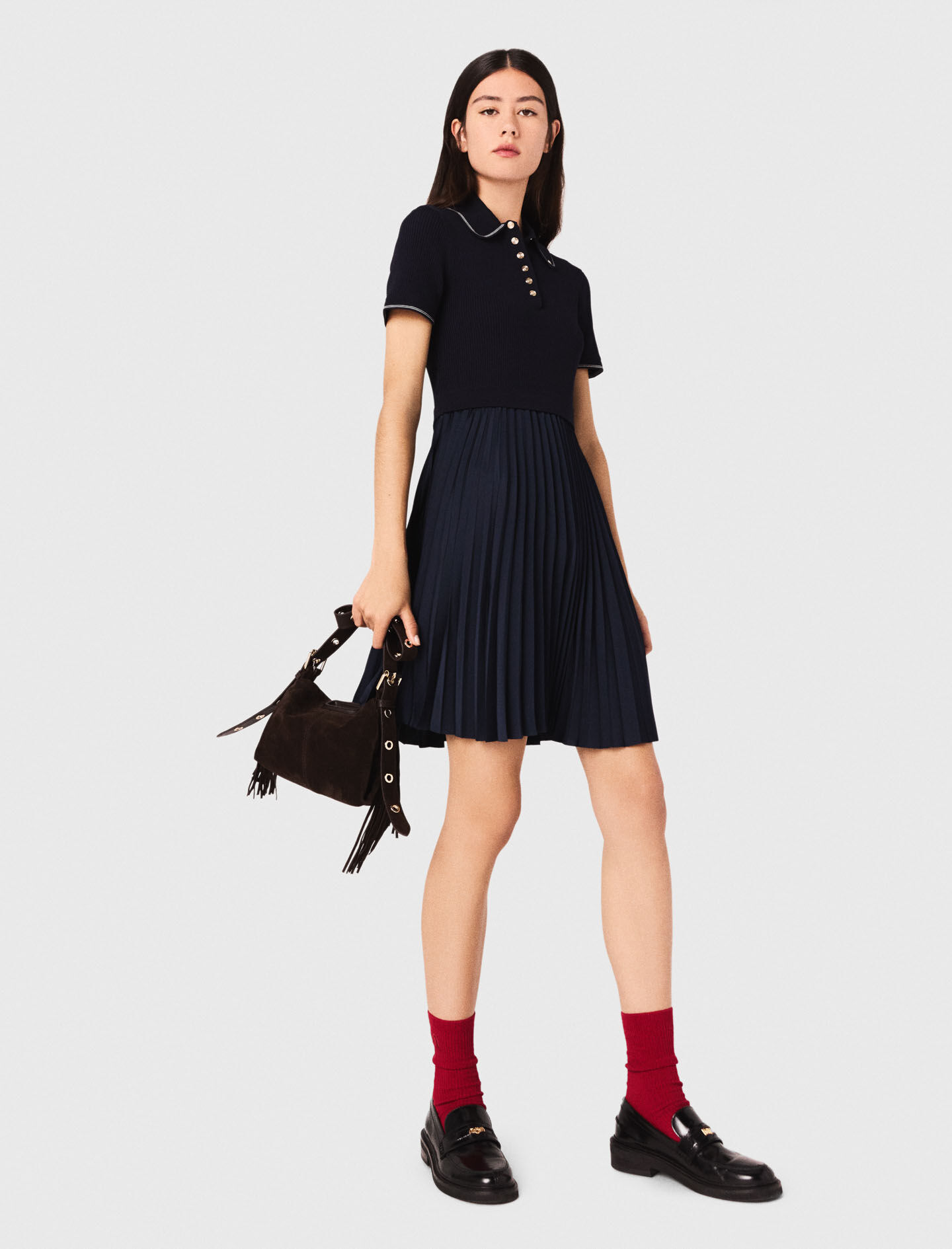 herlipto Polo Pleated Mini Dress ブラック M Short Sleeve Polo Mini Dress