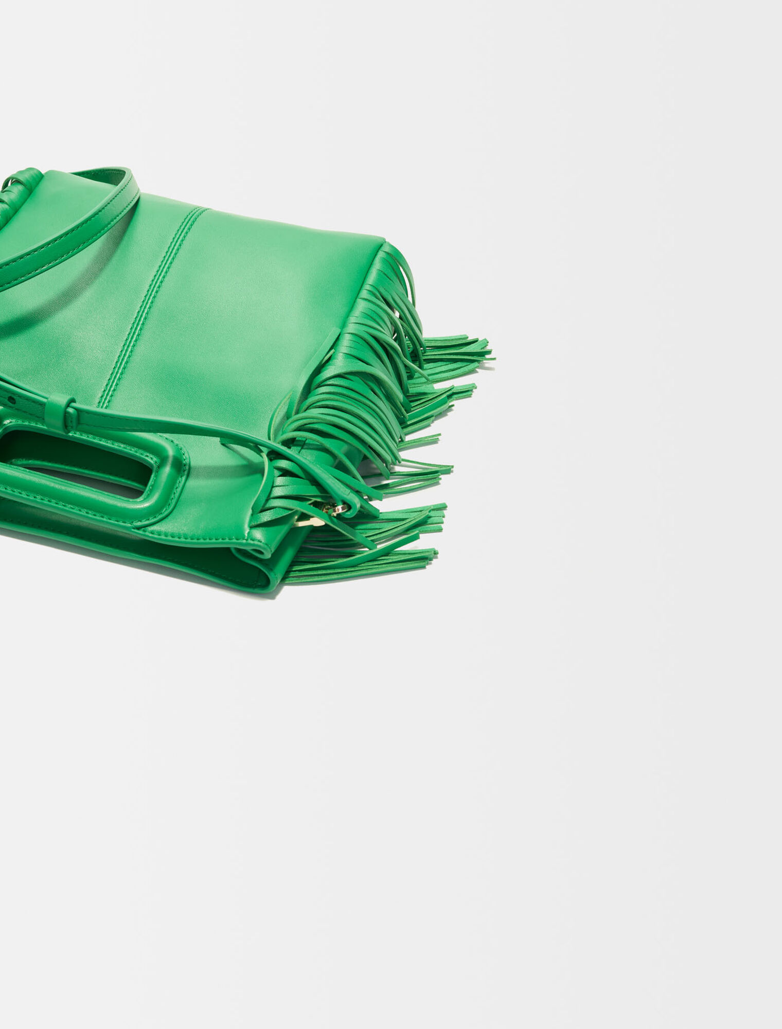 Smooth leather M bag with fringing