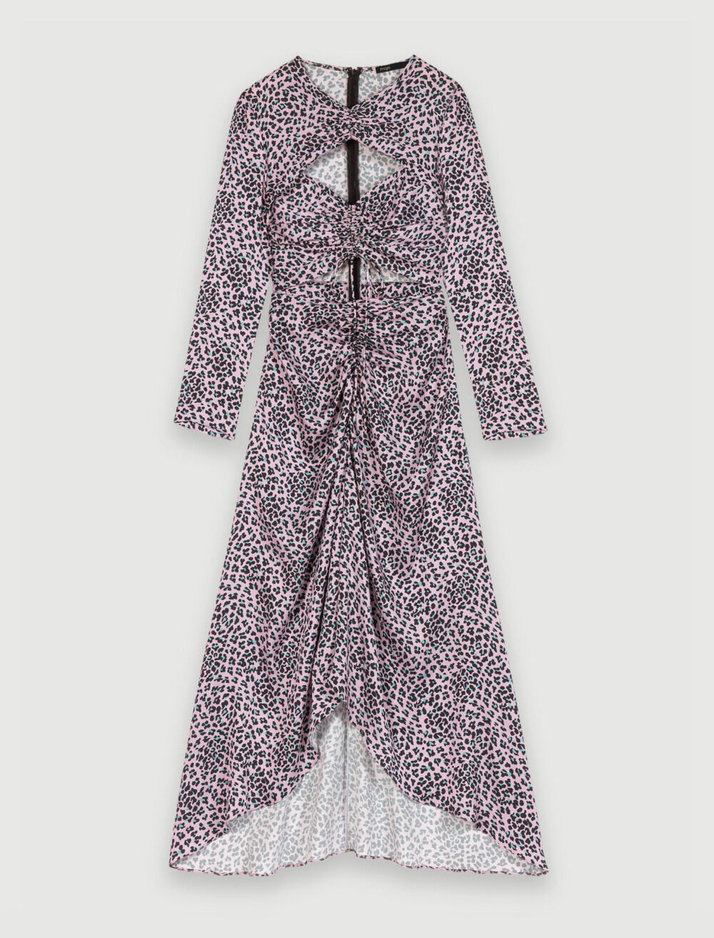 Long satiny cut-out dress Pink For Women | Maje