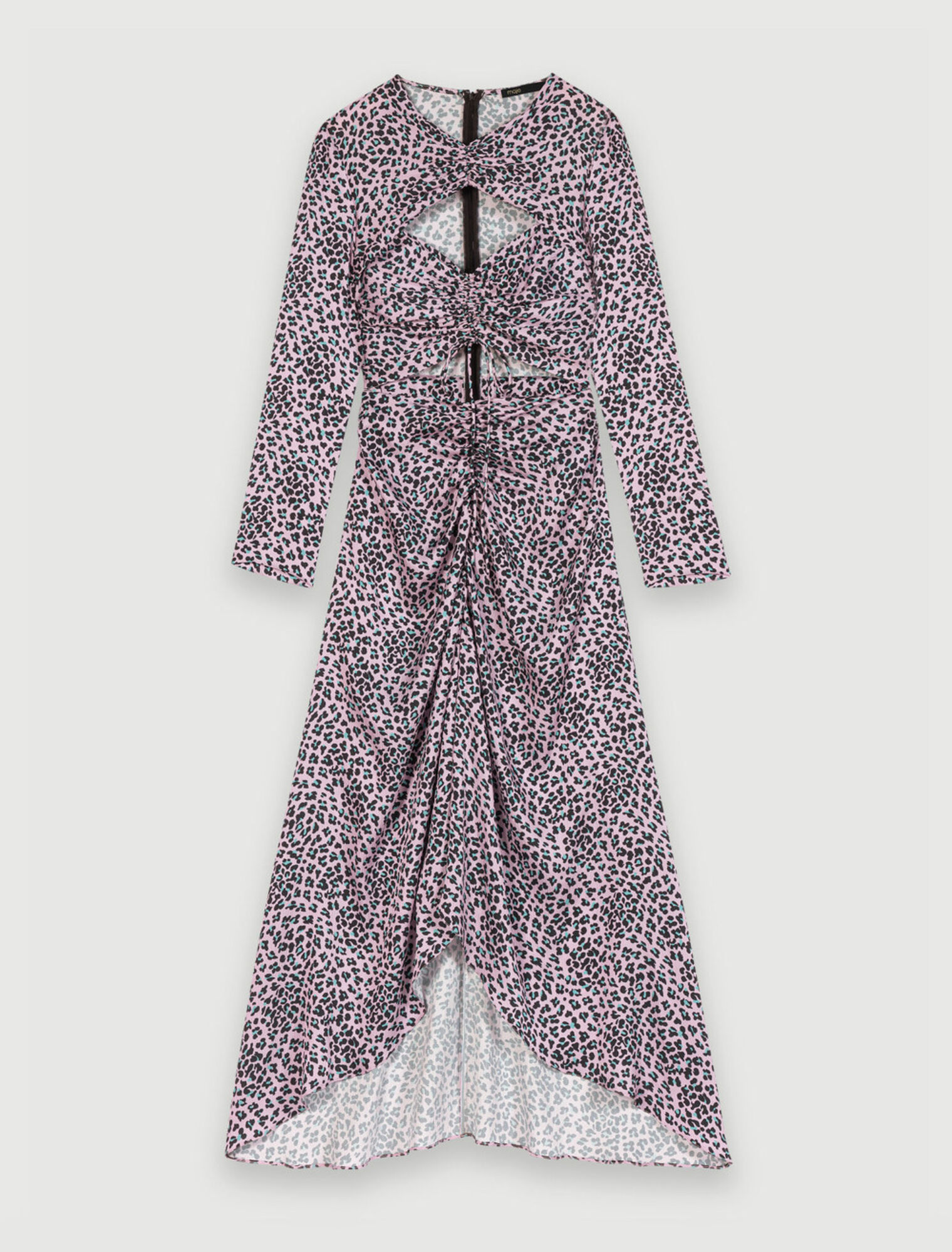 Long satiny cut-out dress
