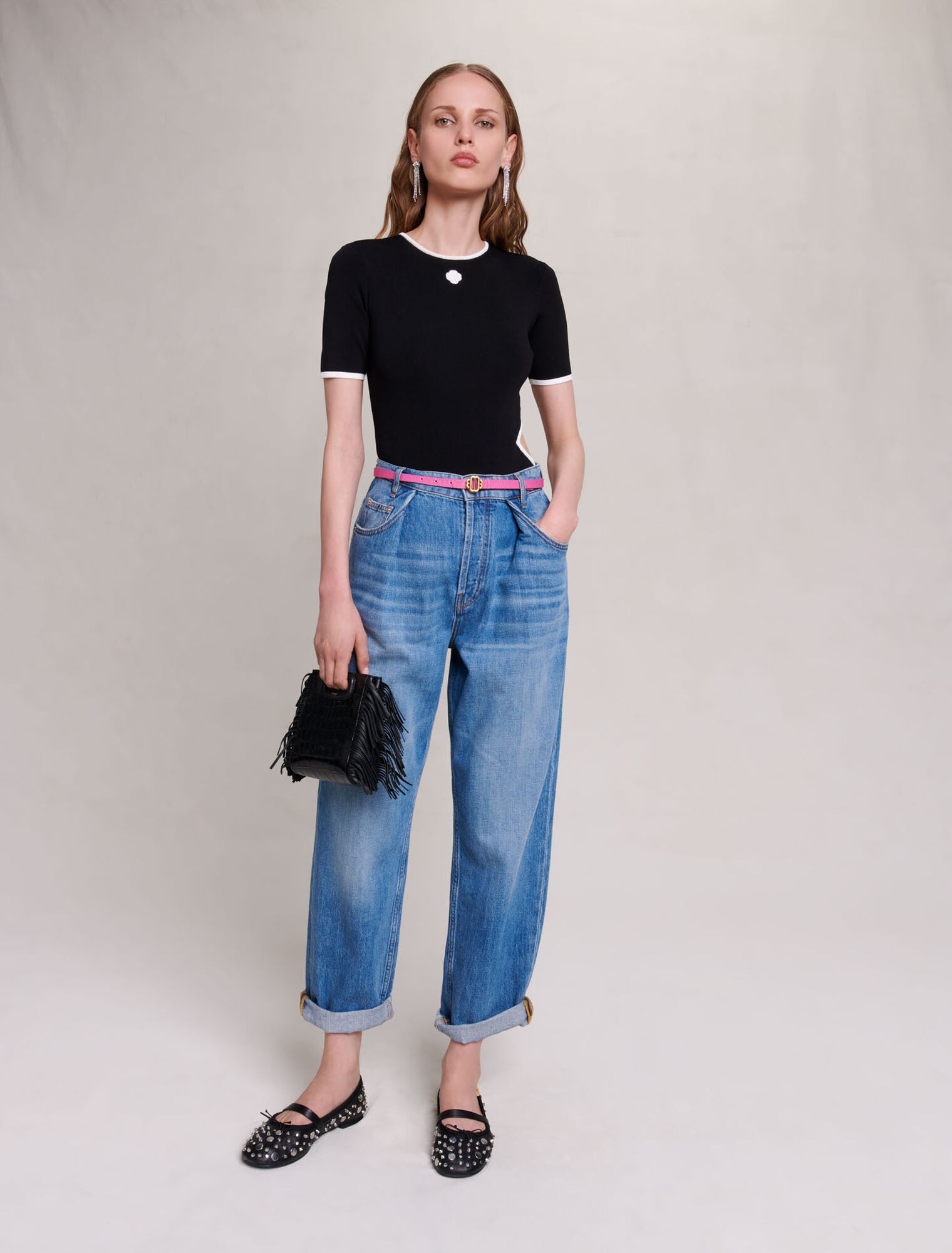 Straight, wide-leg jeans