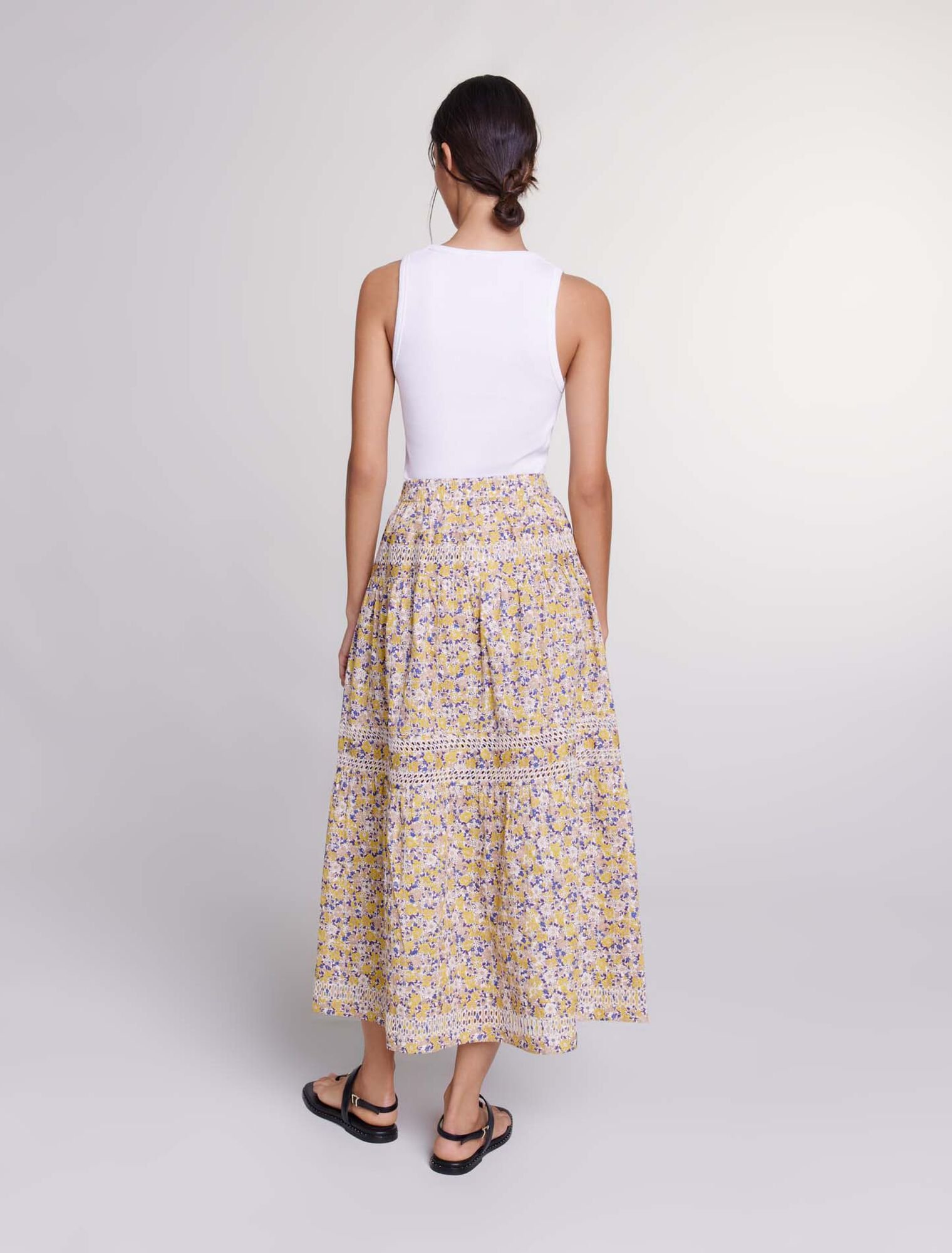 Long floral embroidered skirt