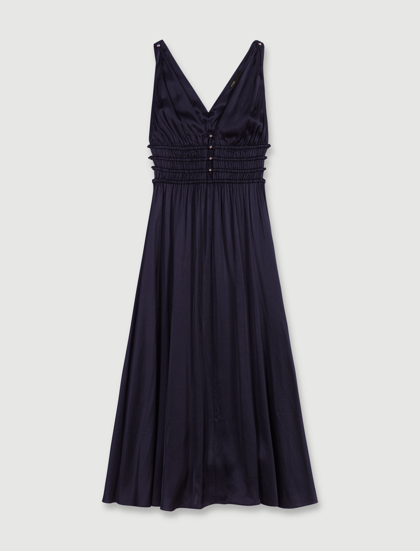 新発売 新商品 / Black dress satin-effect Openwork Gray Maje | Women For ワンピース