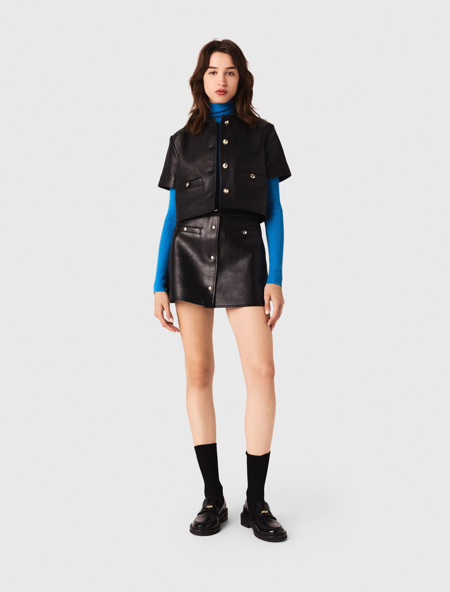 Cropped leather jacket