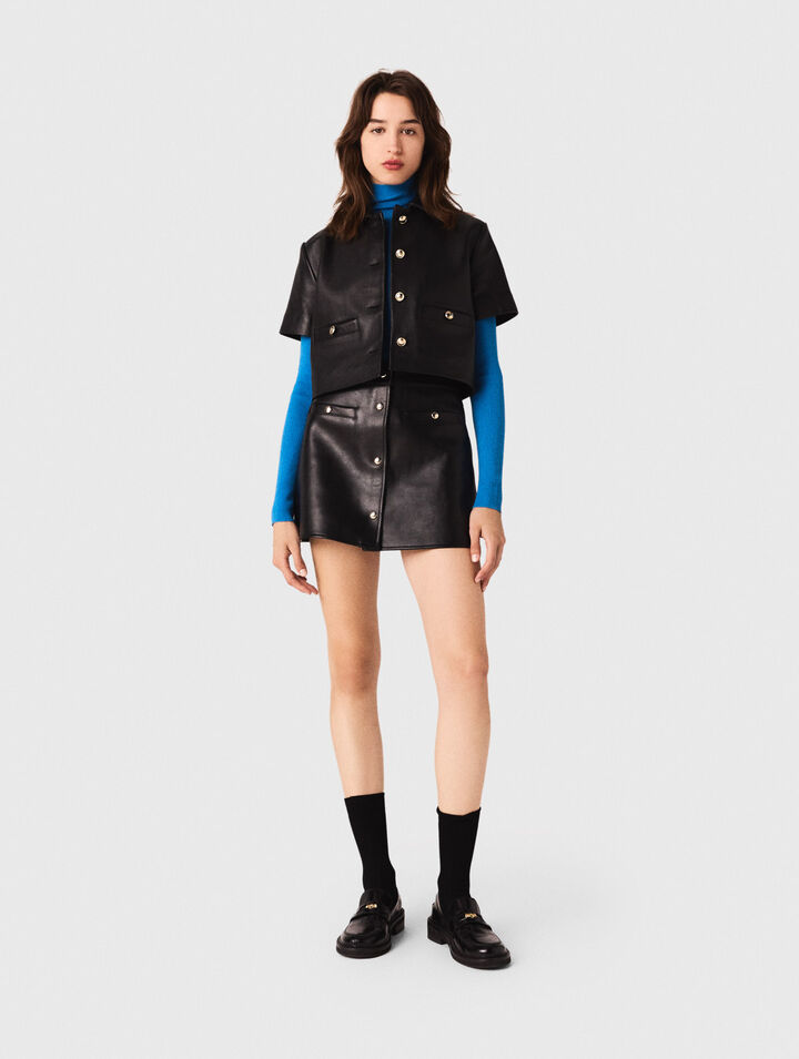 Cropped leather jacket