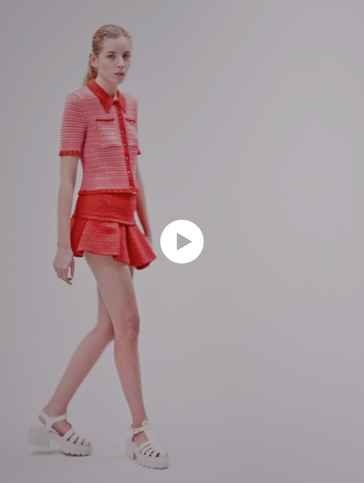 Asymmetrical tweed miniskirt