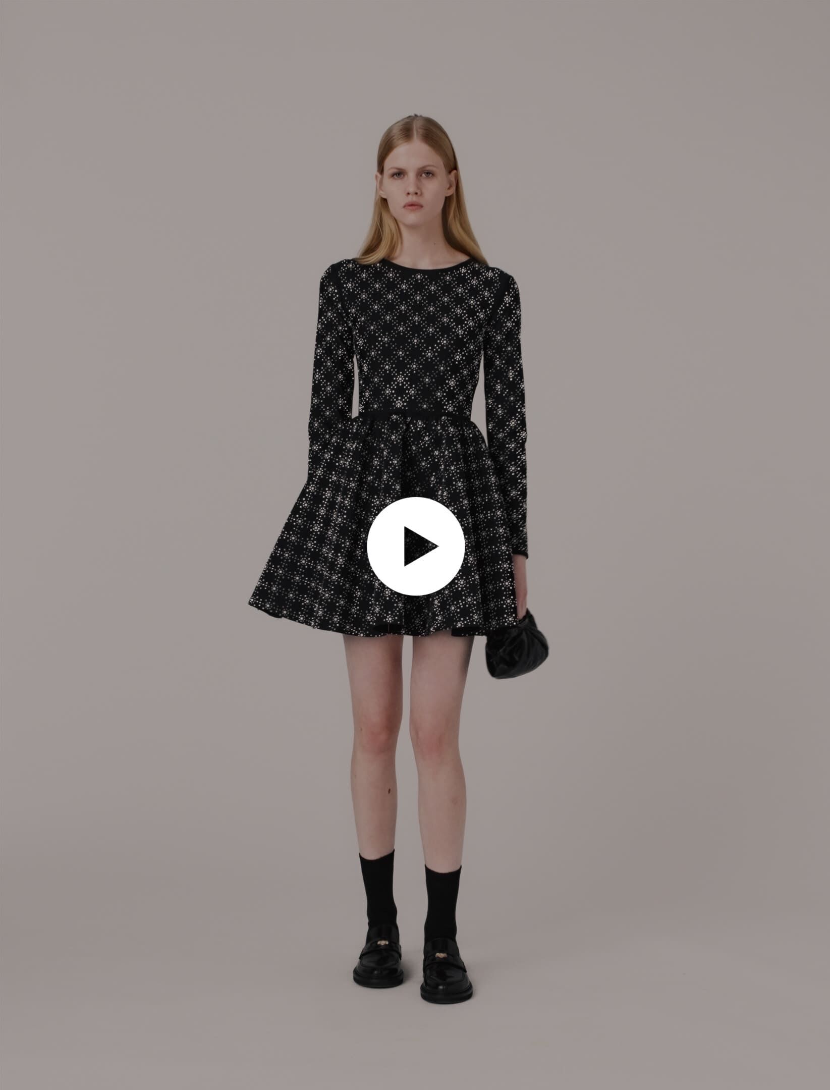 Pearl and rhinestone skater dress Black / Gray For Women | Maje