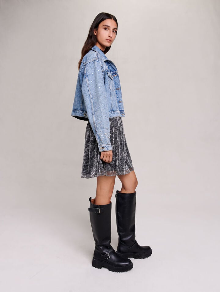 Denim jacket with rhinestones