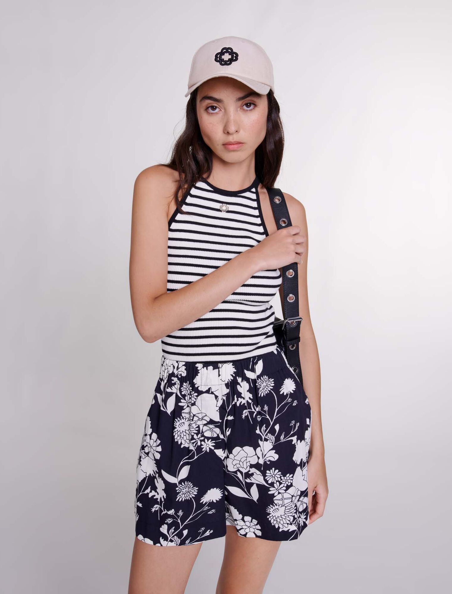 Patterned cotton shorts