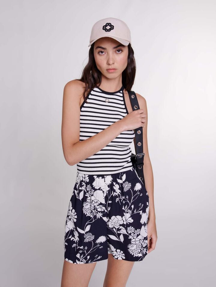 Patterned cotton shorts