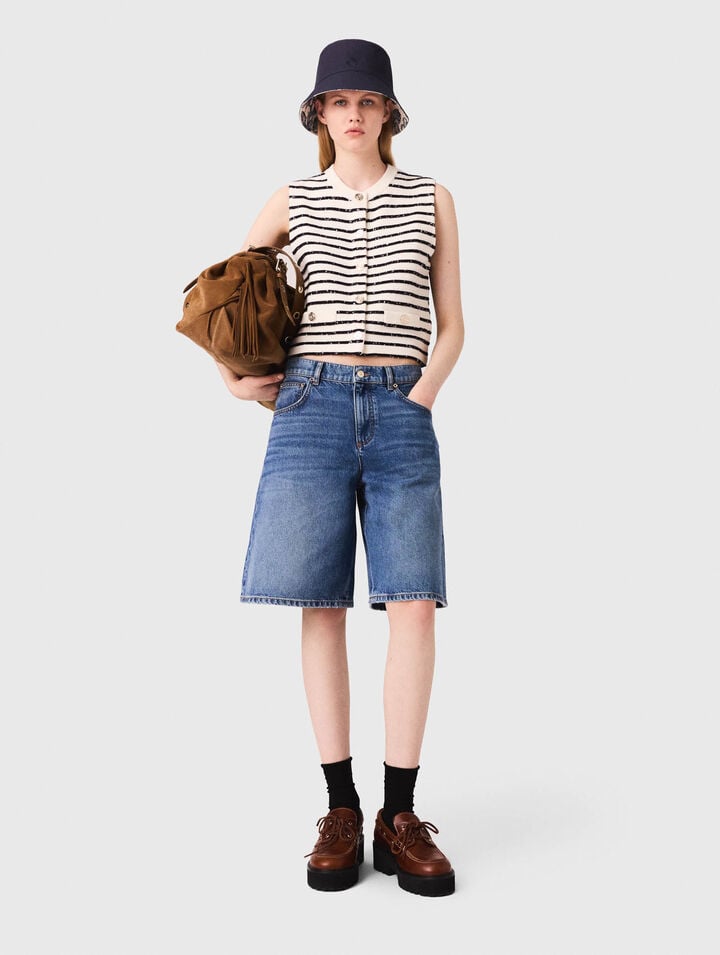 Striped wool blend top