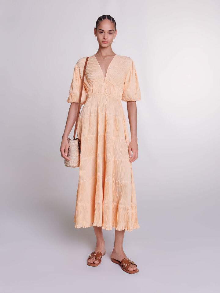 마쥬 Maje Pleated maxi dress,Pale orange