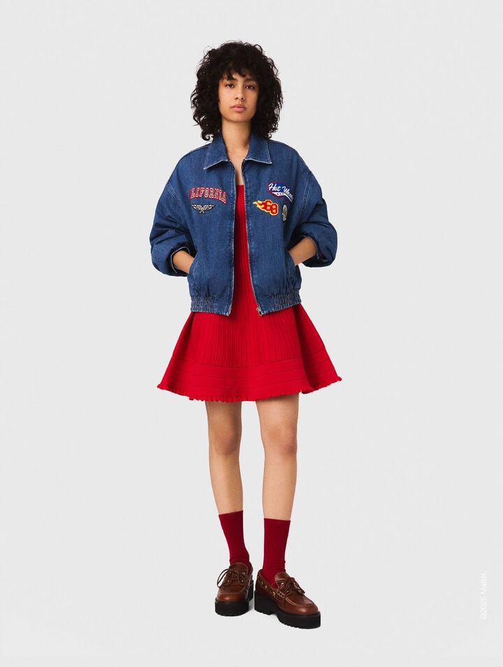 Oversized embroidered denim jacket