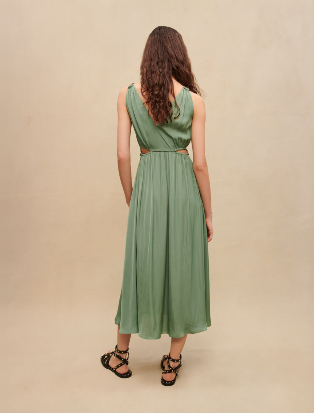 Openwork midi dress Green For Women | Maje
