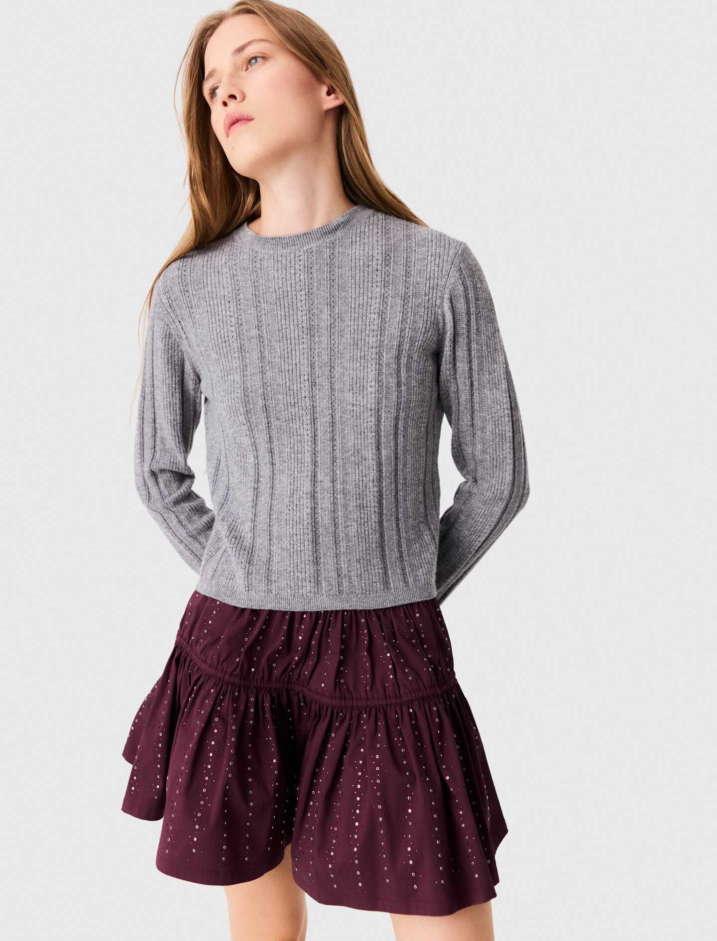 Removable Poplin Collar Sweater