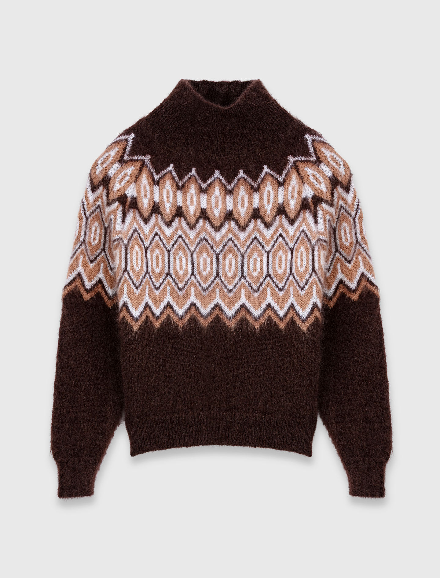 Fair Isle high-neck sweater Brown For Women | Maje
