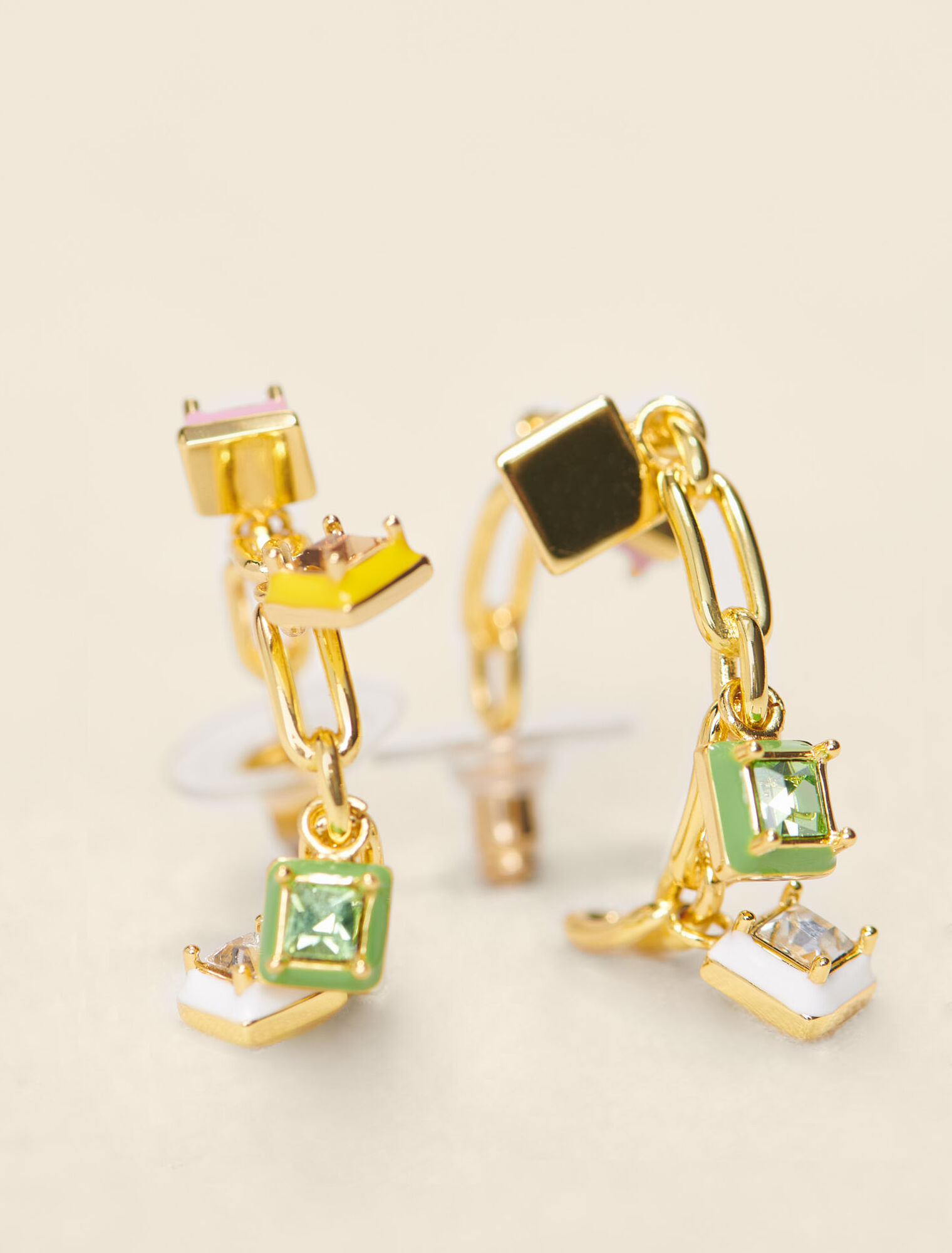 Hoops with rhinestones and enamel