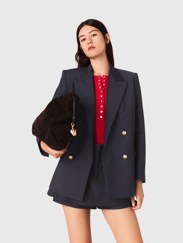 Suit jacket with gold buttons