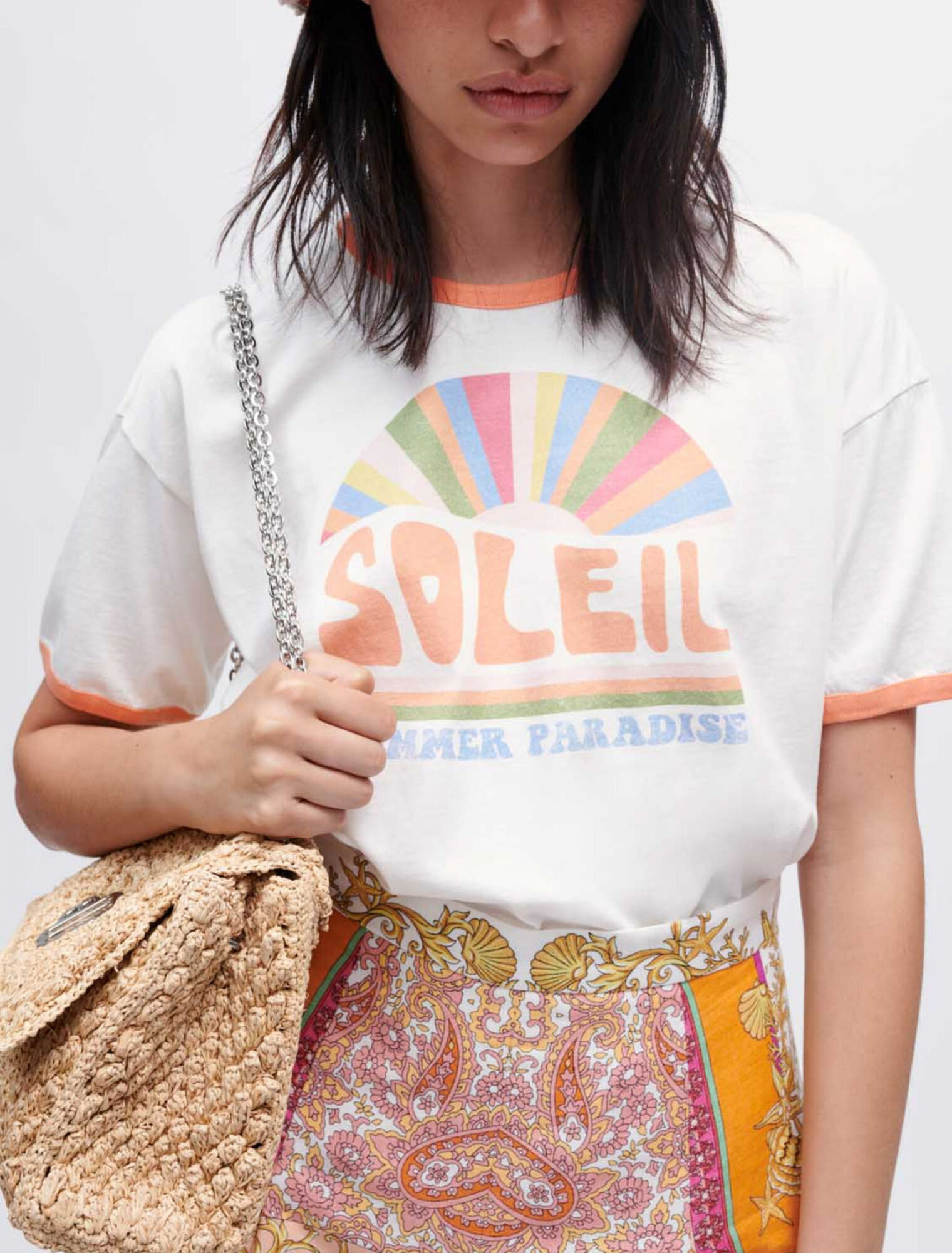 Wide SUMMER screen-printed tee-shirt