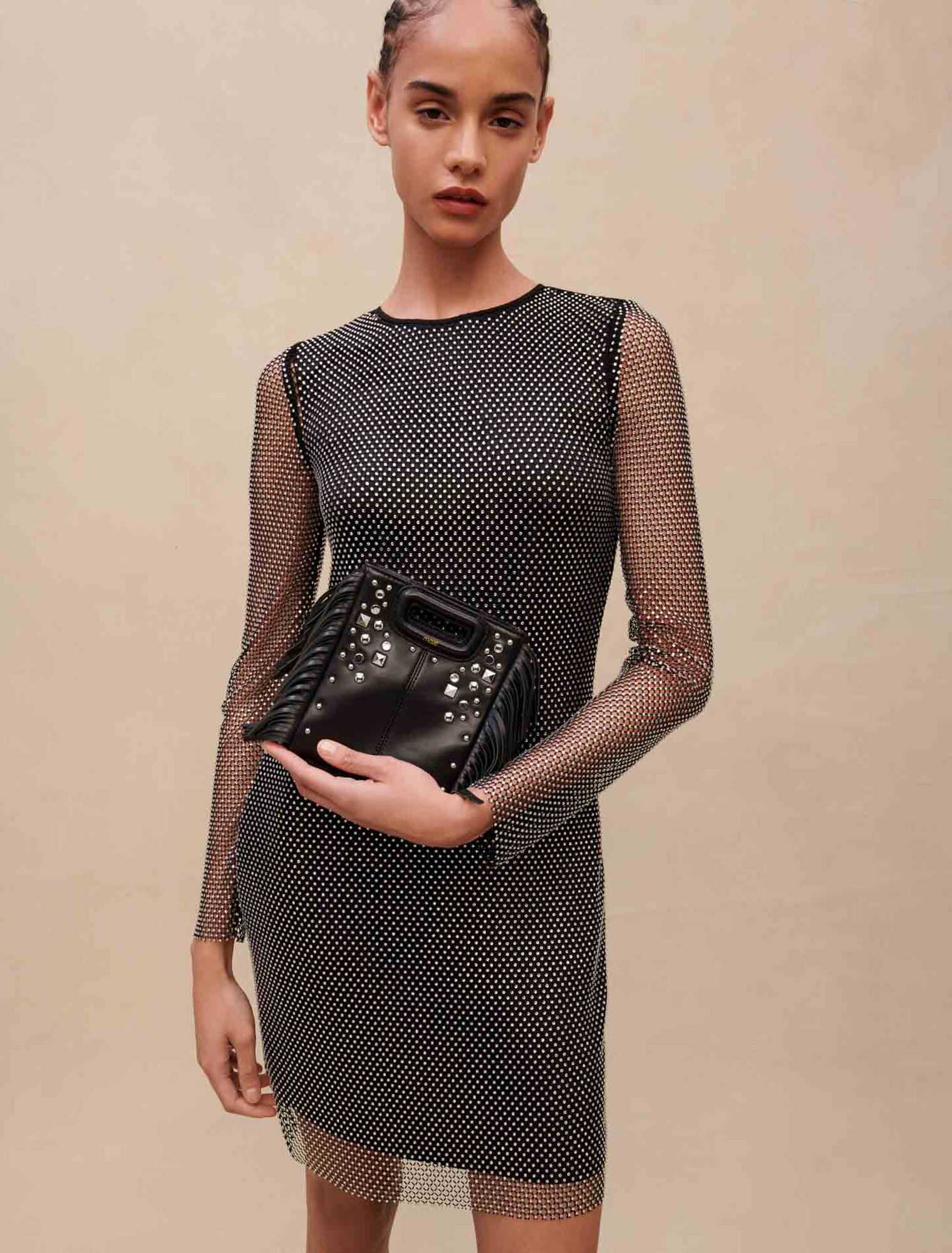Studded leather mini M bag