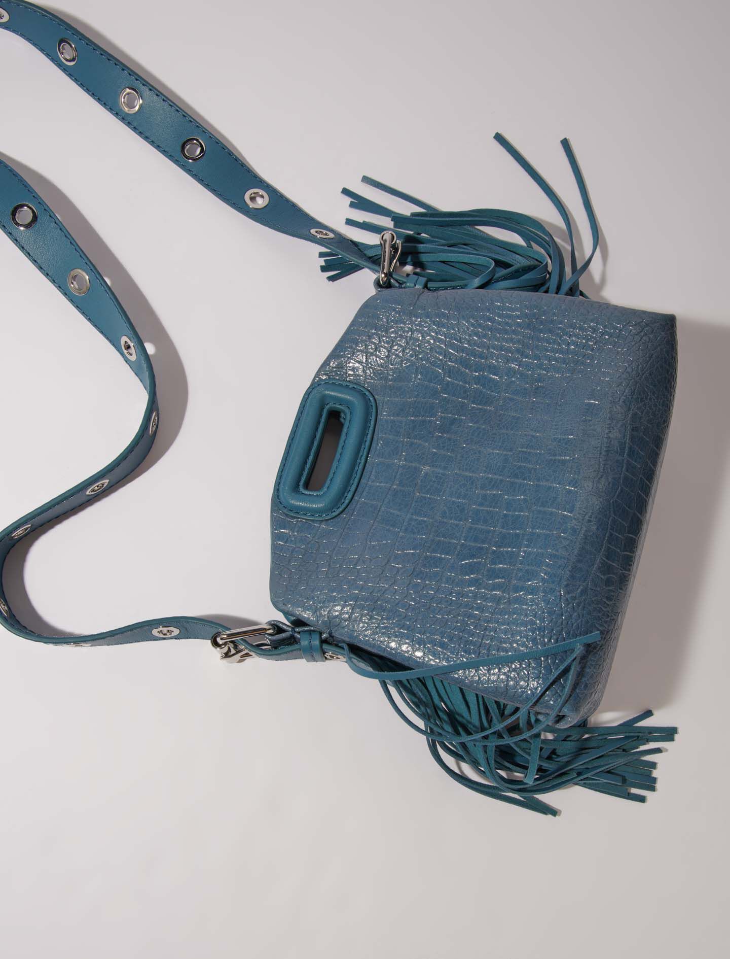 Mock croc Miss M mini bag Blue For Women | Maje Mock croc Miss M mini bag Blue For Women | Maje